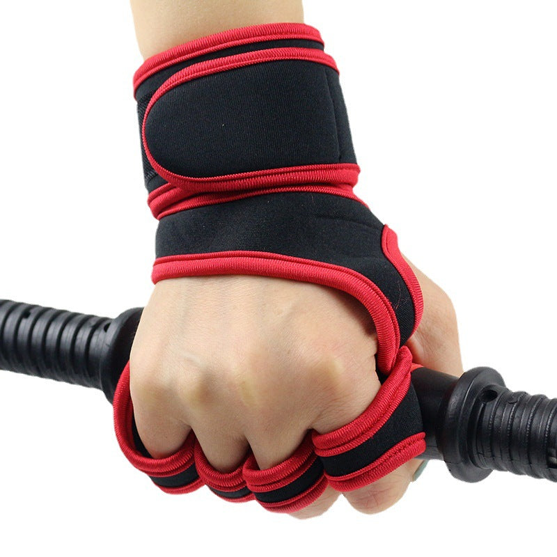 Gym Weightlifting Gloves Men's And Women's Wrist Guard Anti-slip Half-finger Sports Horizontal Bar Equipment Training Lead-up Anti-Cocoon