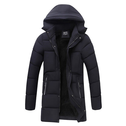 Men's Thick Mid-length Hooded Cotton Jacket