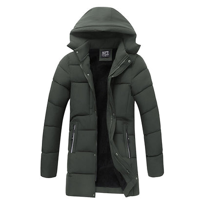 Men's Thick Mid-length Hooded Cotton Jacket